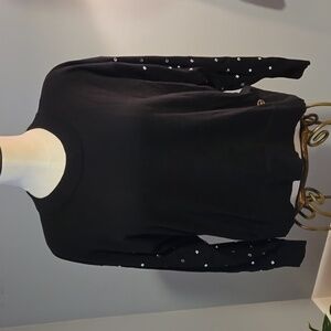 Michael Kors Stretchy Black Rhinestone Long Sleeve Designer Sweater - Size S